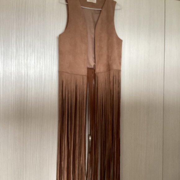 Brown/Tan Suede Fringe Vest - Picture 1 of 1